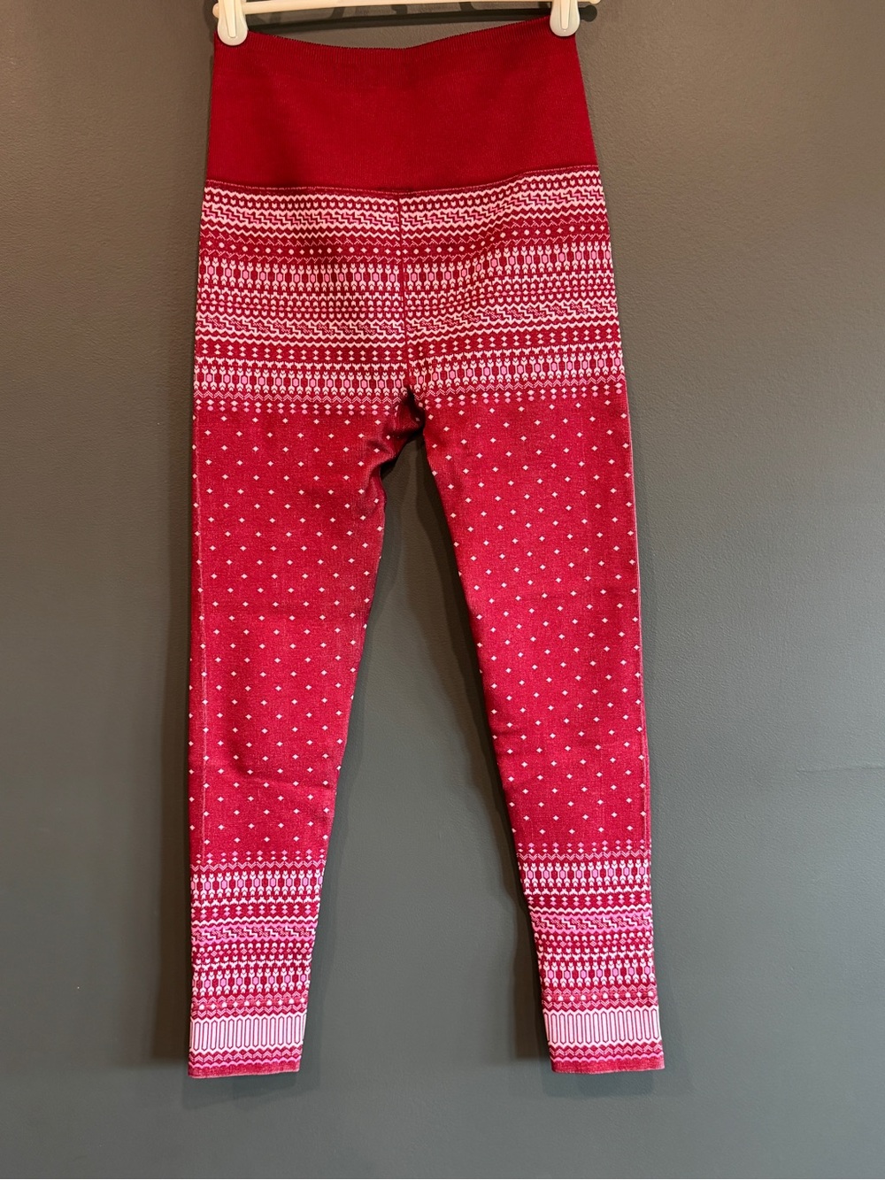 Fabletics Red Patterned High-Waist Leggings - Picture 7 of 16